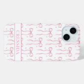 Roze Coquette Strikken Monogram Case-Mate iPhone Case (Achterkant (horizontaal))