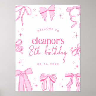 Roze Coquette Strikken Verjaardag Welkom Bord Poster