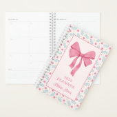 Roze Coquette Strikte Bloemmotief Aangepaste Naam Planner (Display)