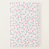 Roze Coquette Strikte Bloemmotief Aangepaste Naam Planner (Achterkant)