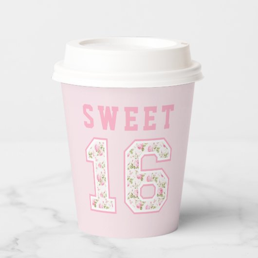 Roze Coquette Sweet 16 Universiteit Papieren Bekers (Voorkant)