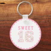 Roze Coquette Sweet 16 Universiteit Sleutelhanger (Voorkant)