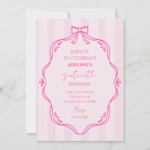 Roze Coquette verjaardagsfeest uitnodiging