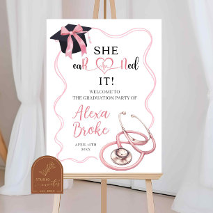 Roze Coquette Verpleegster Afstuderen Welkomstbord Poster