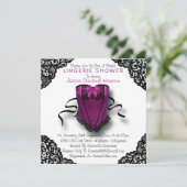 Roze corset en zwarte leace Lingerie Shower Kaart (Staand voorkant)