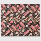 Roze Cosmetica Patroon Glitter Cadeaupapier (Vlak)