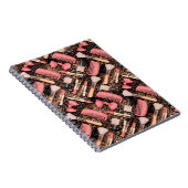 Roze Cosmetica Patroon Glitter Notitieboek (Rechterzijde)