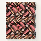 Roze Cosmetica Patroon Glitter  Notitieboek (Achterkant)