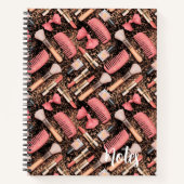 Roze Cosmetica Patroon Glitter  Notitieboek (Voorkant)