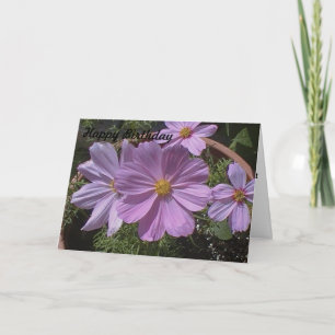 Roze Cosmos Bloem Verjaardagskaart Kaart