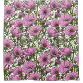 Roze Cosmos bloemen Douchegordijn (Voorkant)