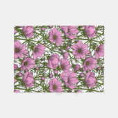 Roze Cosmos bloemen Fleece Deken (Voorkant (Horizontaal))