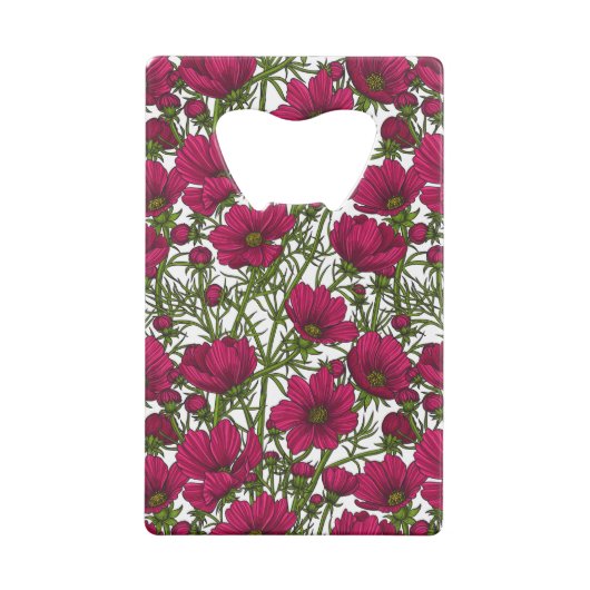 Roze Cosmos bloemen Kredietkaart Flessenopener (Achterkant)