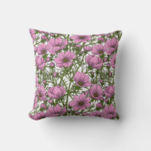 Roze Cosmos bloemen Kussen