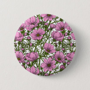 Roze Cosmos bloemen Ronde Button 5,7 Cm
