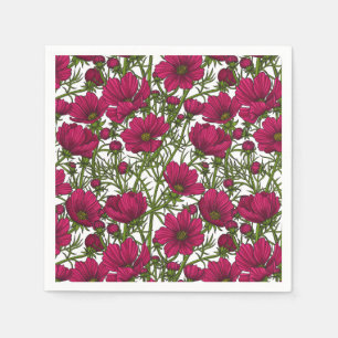 Roze Cosmos bloemen Servet