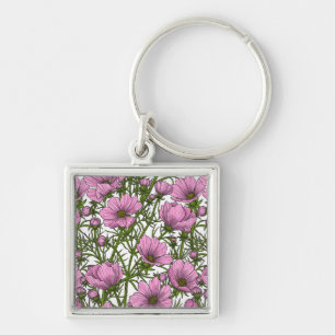Roze Cosmos bloemen Sleutelhanger