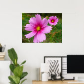 Roze Cosmos Bloemen Wilde Bloem Poster (Thuiskantoor)