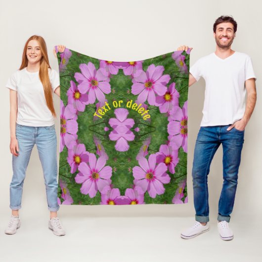 Roze Cosmos Daisy Flowers Natuur gepersonaliseerd Fleece Deken (In situ)