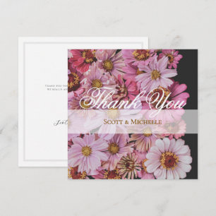 Roze Cosmos Zinnia Bloemen Bruiloft Bedankkaart
