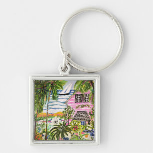 Roze Cottage aan de Baai I Sleutelhanger