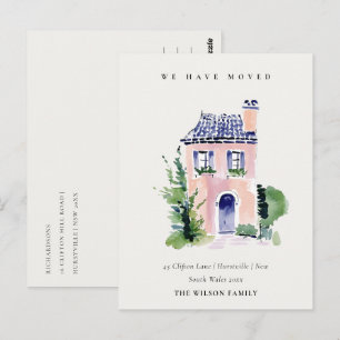 Roze Cottage Bloemraam We zijn verhuisd kaart