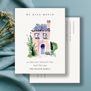 Roze Cottage Bloemraam We zijn verhuisd kaart