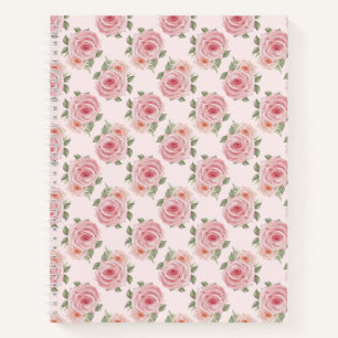 Roze cottage roos bloem patroon notitieboek