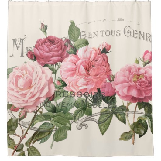Roze Cottage-Roos Douchegordijn (Voorkant)
