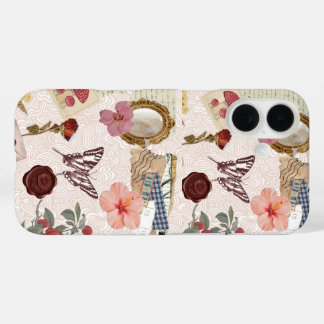 Roze Cottagecore Botanische Collage Hoesje