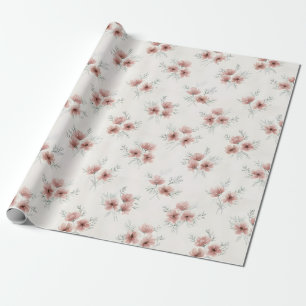 Roze Cottagecore Wilde Bloemen Botanische Print Cadeaupapier