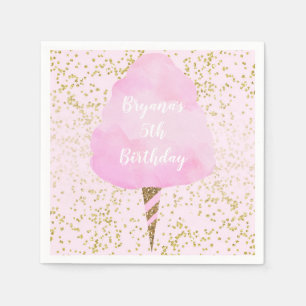 Roze Cotton Candy & Gouden Confetti Verjaardagsfee Servet