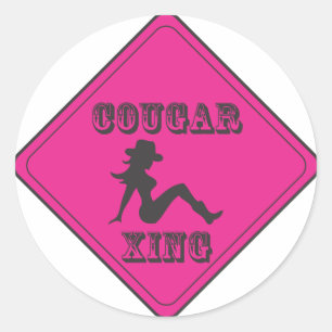 Roze Cougar Crossing Cowgirl Ronde Sticker