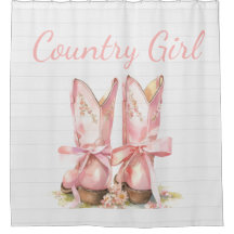 Roze Country Cowgirl Douchegordijn