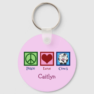 Roze cow Cute Custom Sleutelhanger