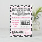 Roze Cow Print Cowgirl Bachelorette Party nodigt u Kaart (Staand voorkant)
