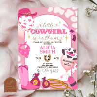 Roze Cowboy Baby Shower Uitnodiging voor Meisje