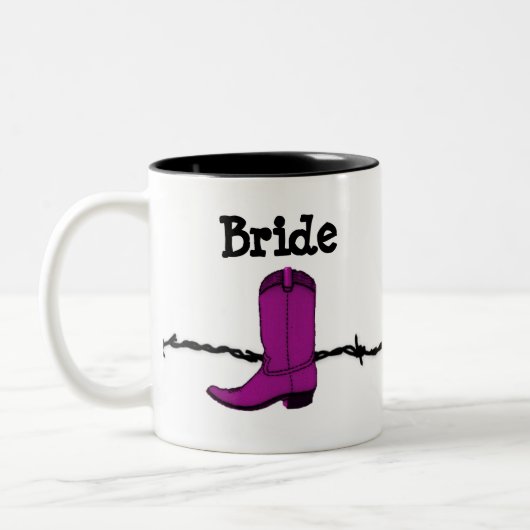 Roze Cowboy Boot Bride Mok (Links)