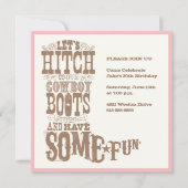 Roze Cowboy Boot Invitations Kaart (Voorkant)