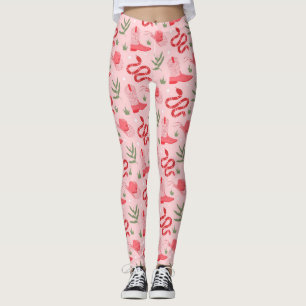 Roze cowboy en slangen patroon leggings