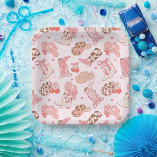 Roze Cowboy Laarzen Papier Bord (Feest)