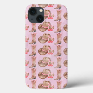 Roze Cowboy Pet en laarzen Coquette iPhone 13 Hoesje