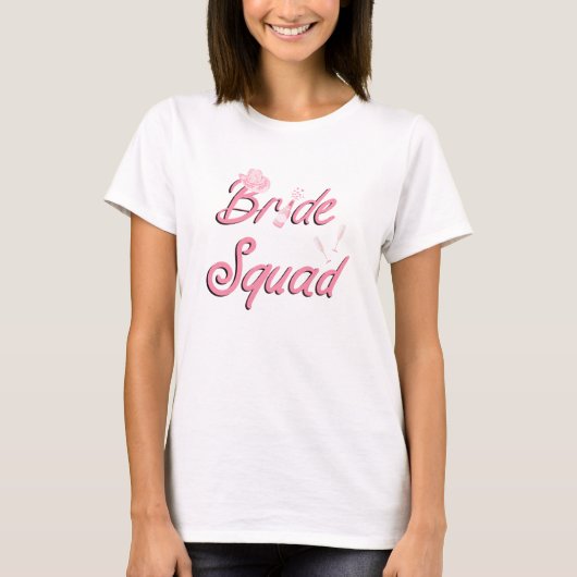 Roze cowboyhoed met bloemen Bride Squad T-shirt (Voorkant)