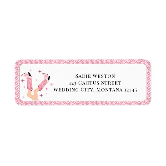  Roze Cowboylaarzen & Bruisende Bruiloftsdouche  Etiket (Voorkant)