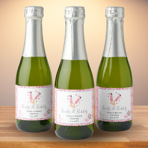 Roze Cowboylaarzen & Bruisende Bruiloftsshower Sparkling Wijnetiket