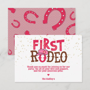 Roze Cowgirl 1e Rodeo Bedankt Kaart
