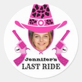 Roze Cowgirl Aangepaste foto Ronde Sticker