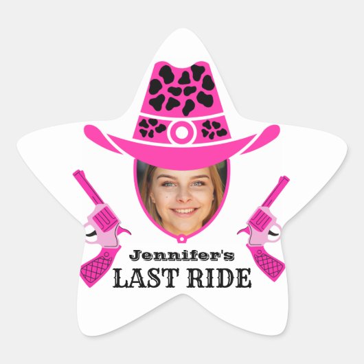Roze Cowgirl Aangepaste foto Ster Sticker (Voorkant)