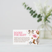 Roze Cowgirl Boeken voor Baby Western Rodeo Shower Informatiekaartje (Staand voorkant)