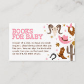 Roze Cowgirl Boeken voor Baby Western Rodeo Shower Informatiekaartje (Voorkant)
